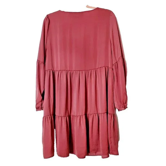 Cynthia Rowley Dress Woman’s Sz MediumPink Tiered Prairie Cottage Balloon Sleeve - Picture 2 of 8
